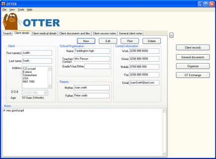 OTTER: Editing a client record